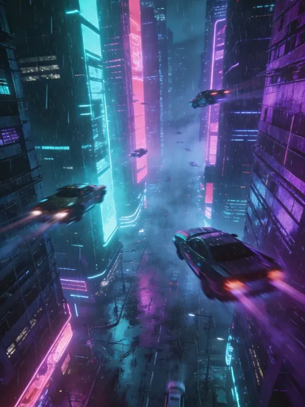 AI image to video generator input — cyberpunk megacity still generated with Seedream