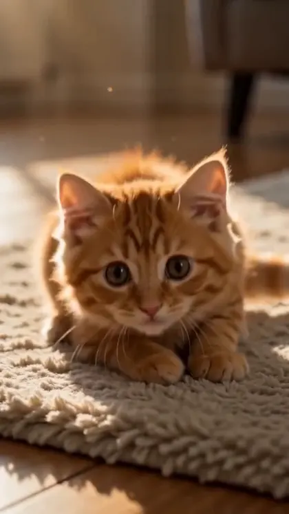 Photo to video AI free — kitten chasing a laser dot, vertical video frame